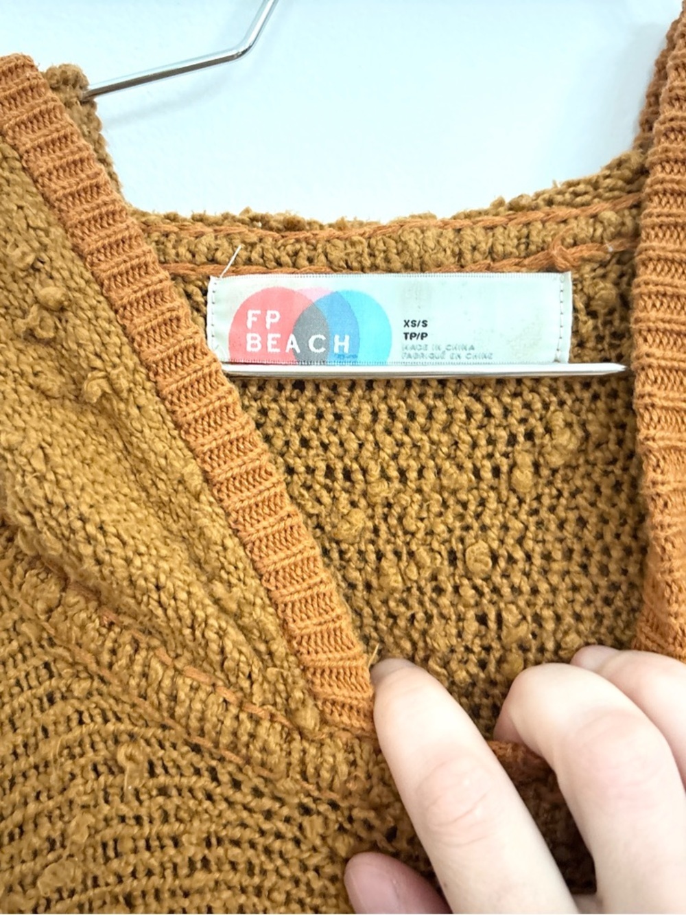 EUC Free People Chunky Knit Hooded Beach Easy Breezy Rust Poncho Sweater XS/S - Picture 6 of 11